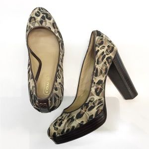 Coach Tristan Leopard Platform Pumps Heels 6.5/7